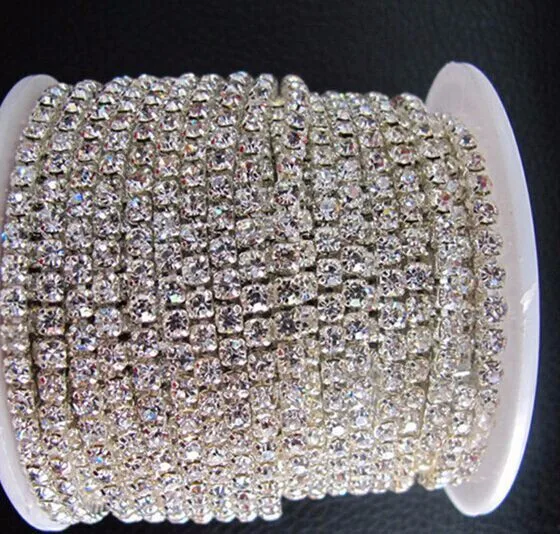 SS 12 crystal rhinestone trimming 10 yards each roll for belly dance bead belt  by China post air mail from shipping