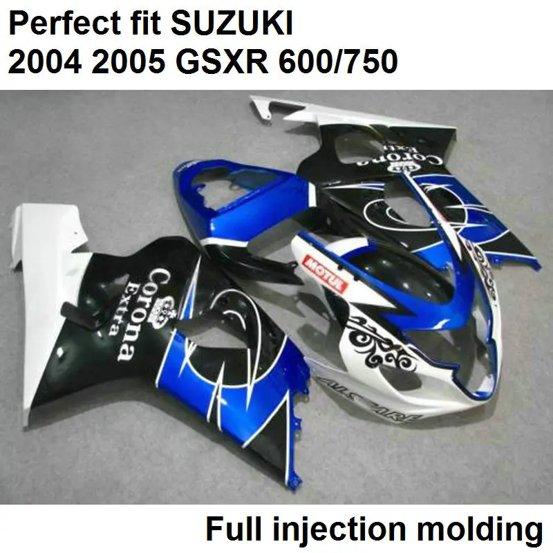 Kit de carenado para motocicleta Suzuki, molde de inyección GSXR600 k5 2004 2005, juego de carenados azul, negro y blanco GSXR600/750 04 05 WN86,