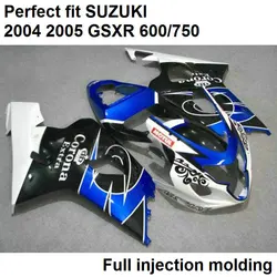 Kit de carenado para motocicleta Suzuki, molde de inyección GSXR600 k5 2004 2005, juego de carenados azul, negro y blanco GSXR600/750 04 05 WN86, novedad