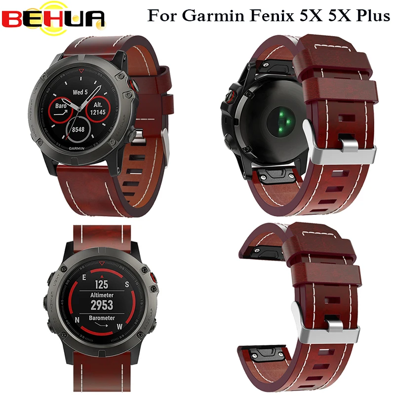 Nova pulseira de relógio de pulso de couro fácil ajuste rápido pulseira cinto 26mm para garmin fenix 3/fenix 5x 5x plus pulseira de relógio inteligente