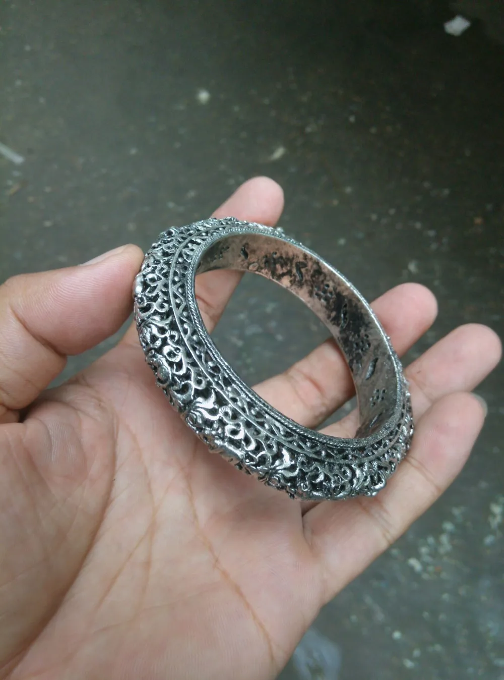 

Rare old Chinese QingDyansty hollow carved silver bracelet, Free shipping