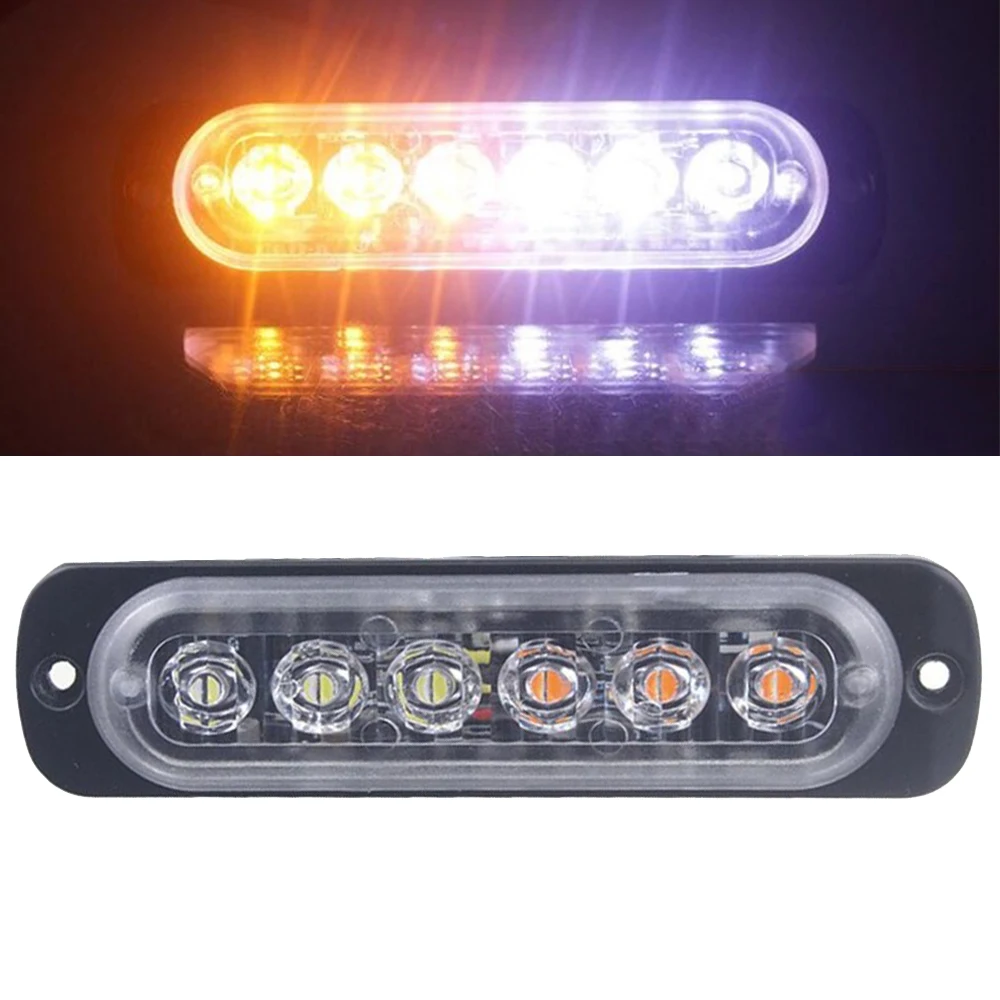 

6 LEDs Car Slim Flash Light Bar Waterproof Vehicle Emergency Warning Strobe Lamp 12V 24V Multiple Flashing Modes for Truck