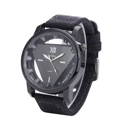 Relogio feminino Women Watch Skeleton Watches Triangle Watch New Style Unisex Simple Quartz Wristwatch Canvas Strap Watch Hot