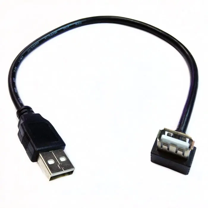 Cable de extensión USB 2,0 tipo A macho hasta ángulo recto, conector hembra de 90 grados, 20cm
