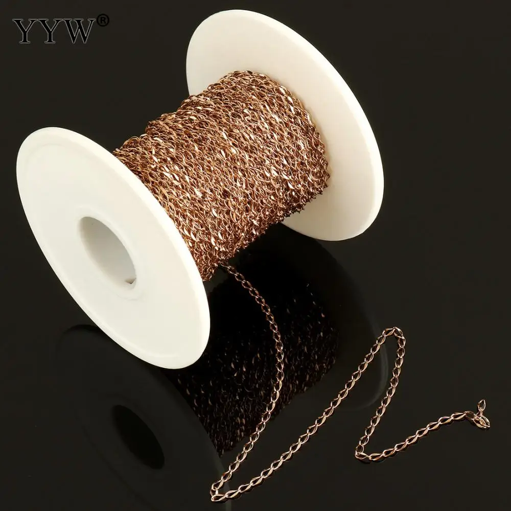 

2018 Hot Wholesale 20m/Spool Link Chain Stainless Steel Oval Chain With Plastic Spool Rose Gold Color Plated Twist Oval Chain