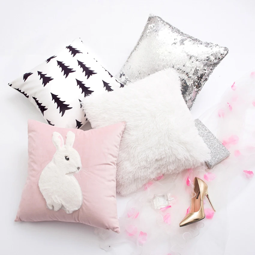 

New Fashion Decorative Pillows Creative Cotton Cartoon Rabbit Super Soft Throw Pillows Princess Room Cushions Home Decoration