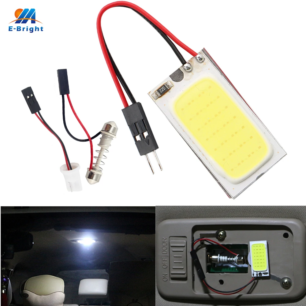 

YM E-Bright 80X COB 21 SMD 12V With Festoon T10 Adapters Cool / Pure White Panel Light Interior Lights LED Car Bulbs Auto Lamps