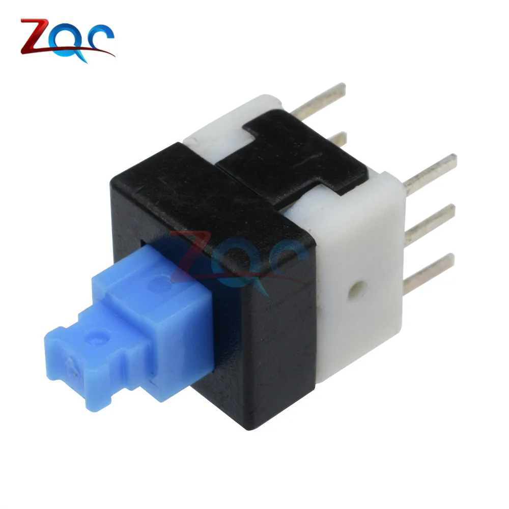 10pcs NEW 8X8mm Blue Cap DPDT Self-locking Type Square Button Switch 8*8 8X8 mm 6Pin Multimeter