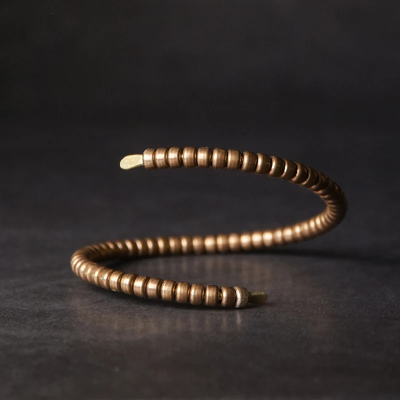 Dragon Solid Brass Open Bangle Handmade Bracelet Antique Process Rock Style Metal Unisex Jewelry Men Women