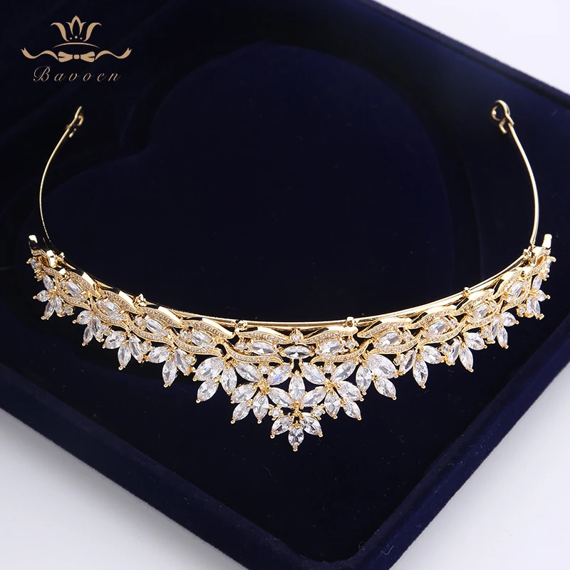 أعلى جودة العرائس الملكي تألق الزركون التيجان تاج عصابات الشعر أغطية الرأس هدايا لإكسسوارات شعر الزفاف الزفاف #3