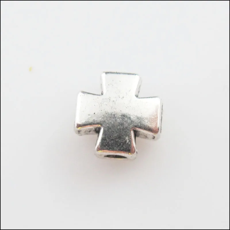

30Pcs Tibetan Silver Color Smooth Cross Spacer Beads Charms 8mm