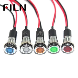 FILN FL1M-12FW-1 mini metallo rosso giallo verde 6 v 12 v 48 v 110 v 220 v lampada pilota con 20 cm cavo