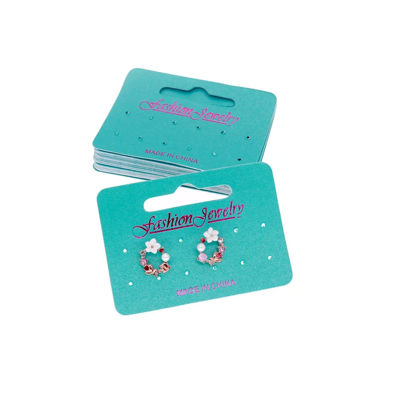 100Pcs Kraft  Fashion Jewelry Packaging Earring Set Aqua Card Customize Logo Printing Vintage Classic Hang Tag Jewelry Displays