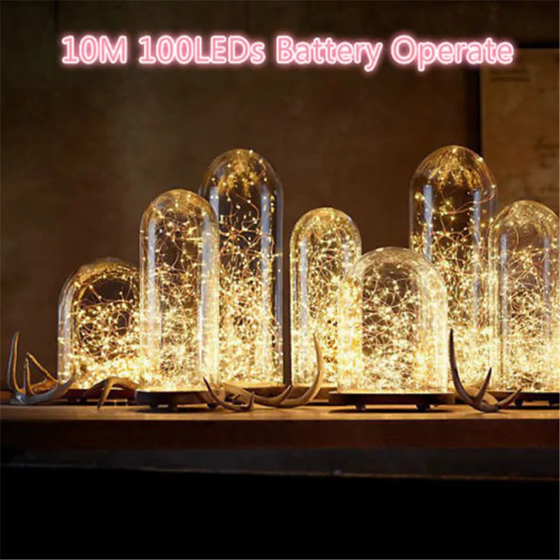 

ECLH 10M 33ft 100 led 3AA battery powered led copper wire string lights for christmas festival wedding party decoration