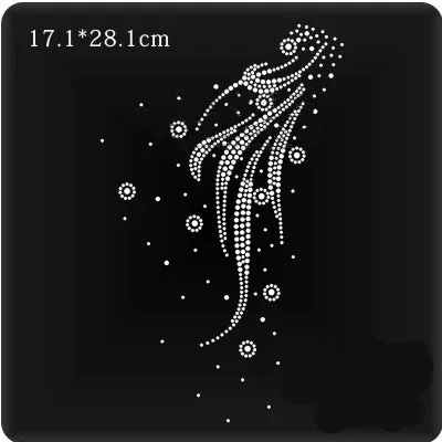 2pcs/lot Flowers appliques design stone hot fix rhinestone motif iron on crystal transfer patches for shirt