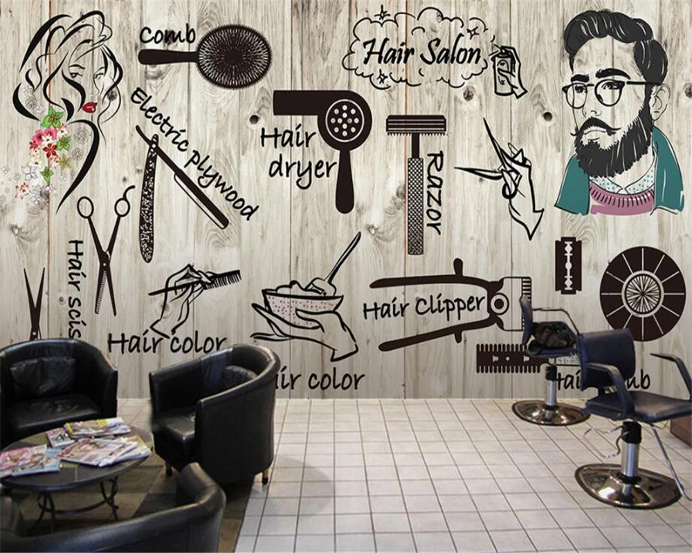 Custom Wallpaper Nordic Wind Hair Salon Hairdressing Salon Beauty Salon Nail Shop Wallpaper Living Room Bedroom Mural