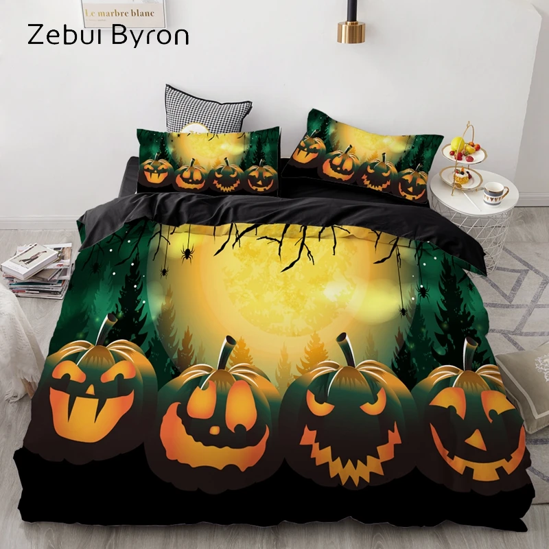 3D Cartoon Bedding Set for kids/children/baby/boys/girls,Duvet Cover Set Custom,Quilt/Blanket Cover Set Halloween pumpkins