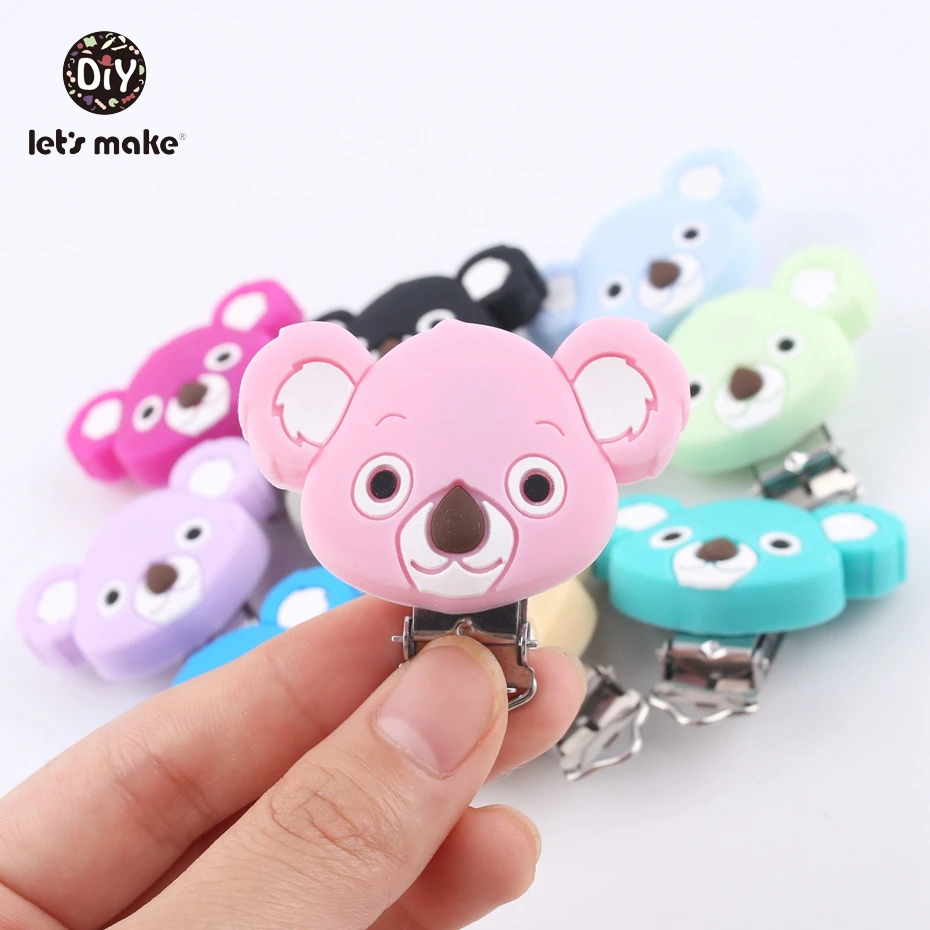 

Let's Make Pink Koala Shaped Silicone Baby Teether 5PC Teething Pacifier Infant Holder Clip Lovely Nursing Baby Dummy Clips