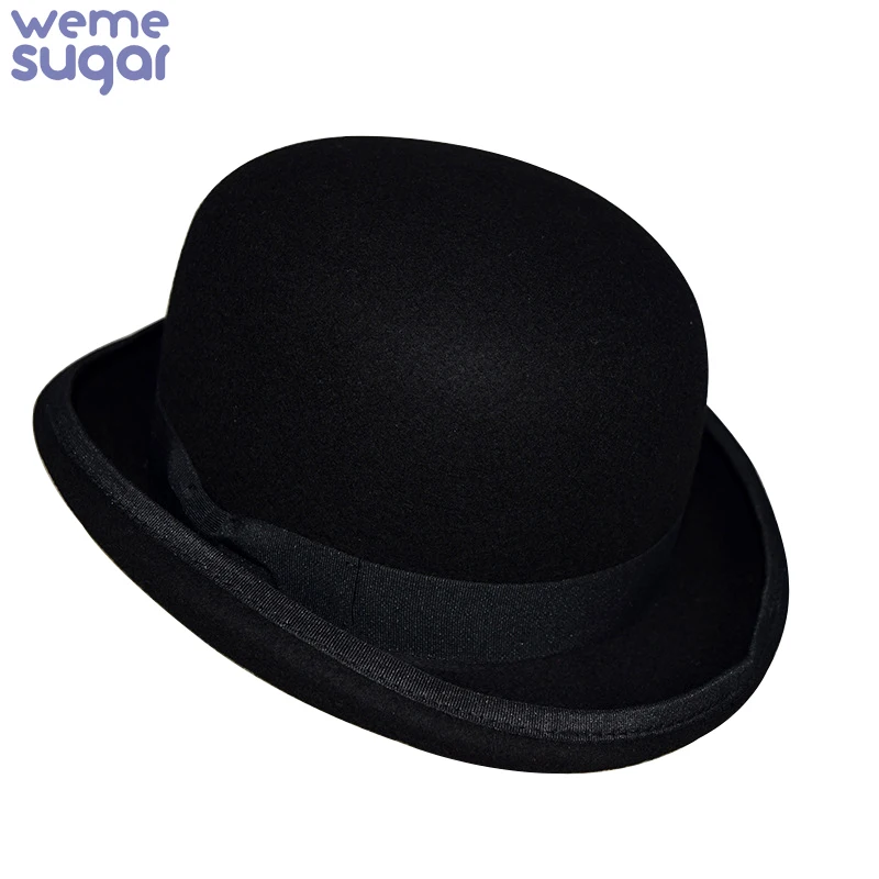 

WeMe Classic Wool Hat Retro Fold Brim Billycock Blower Caps Hard Dome Wool Man Derby Hat Black Derby Jazz Hat