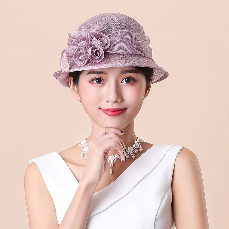 

Lady Fedoras Hat Ladies Day Royal Ascot Sunshade Female Cap Sunscreen Anti-ultraviolet Summer Hats Women Headwear Caps H6611