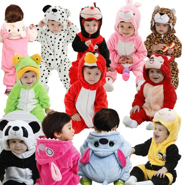 Hot sale winter baby clothes cotton flannel lining quilted cartoon animal rompers baby clothing