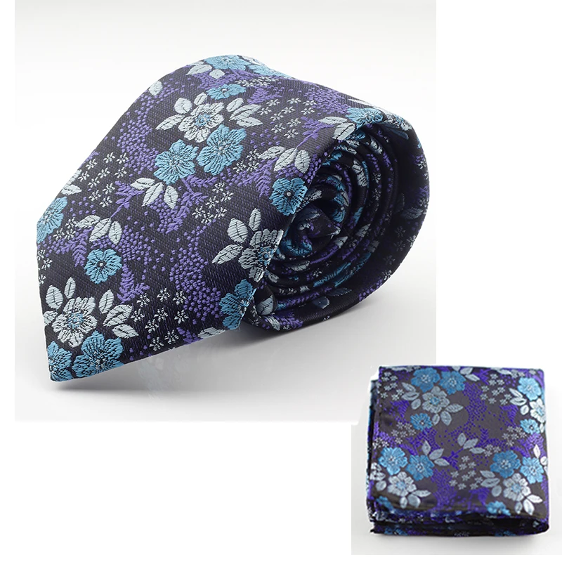 

GUSLESON New Design Silk Tie Set for Men 7cm Tie Men Handkerchief Necktie Cravate Man Corbatas Hombre Floral Slim Wedding Tie