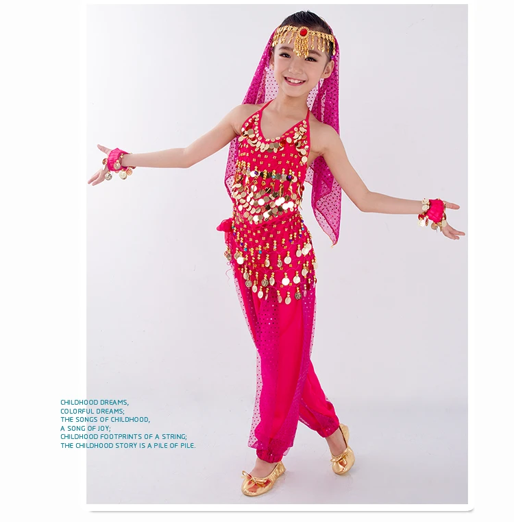 Kinder Bauchtanz Kostüme Set Orientalischer Tanz Mädchen Bauchtanz Indien Bauchtanz Kleidung Bauchtanz Kind Kinder Indisch 6 Farben – Detail 20
