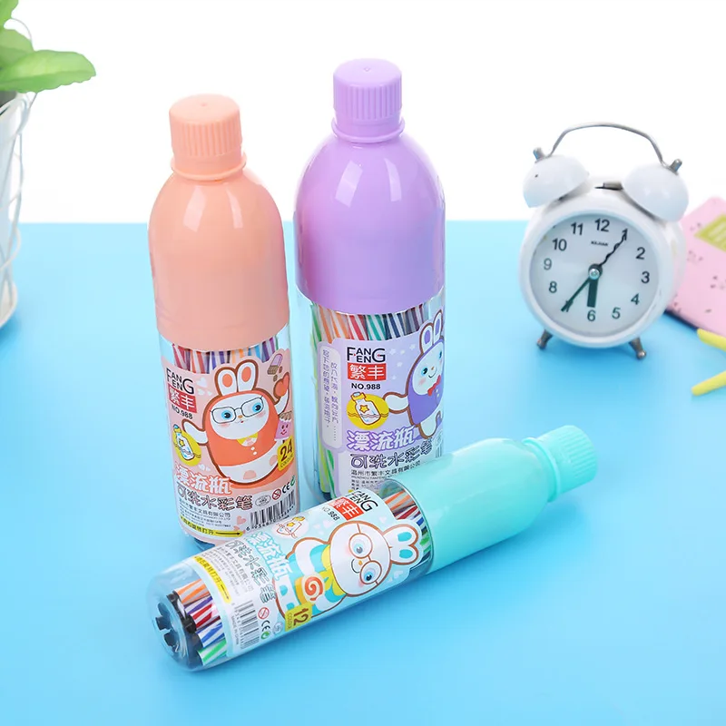 Jonvon Satone  12/24/36 Drifting Bottle Color Watercolor Pen Set Wholesale Cute Korean Stationery Prize For Kids Gift Brush Pens