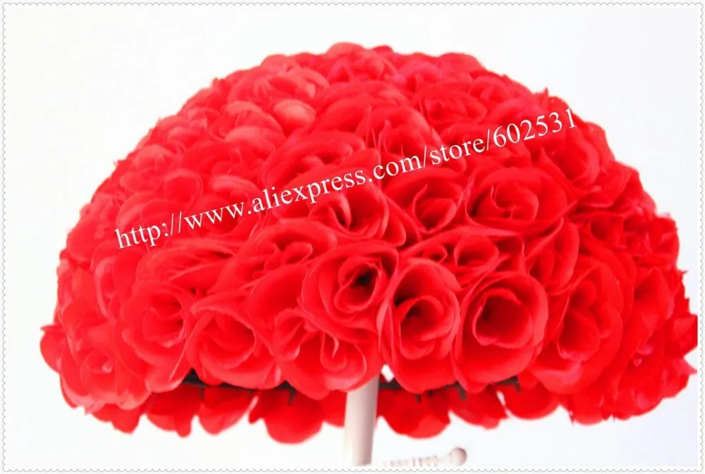 SPR More thickness 4X 40cm kissing red roses flower ball Free shipping by EMS 23 colors option artificial silk flower ball