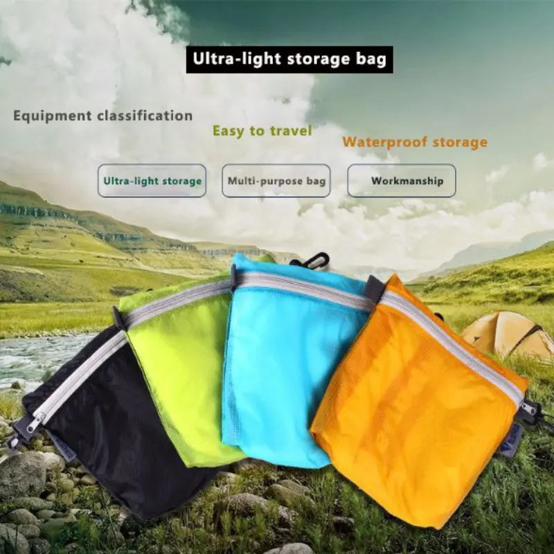 Outdoor Waterproof bag Swimming bag pouch for camping hiking with hook zipper storage bag 4 colors Pocket Pouch