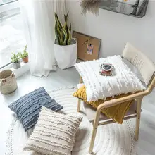 White floral tassel pillow cover 45x45cm #3