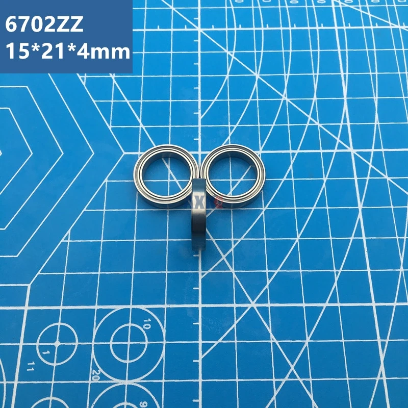 Free Shipping 10pcs ABEC-5 6702ZZ Bearing (15x21x4 mm) Ultra Thin Section 6702Z Deep Groove Ball Bearings 61702 6702