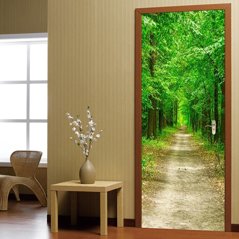 

Photo Wallpaper 3D Forest Green Path Mural Living Room Bedroom Door Sticker PVC Self Adhesive Waterproof Home Decor Wall Sticker