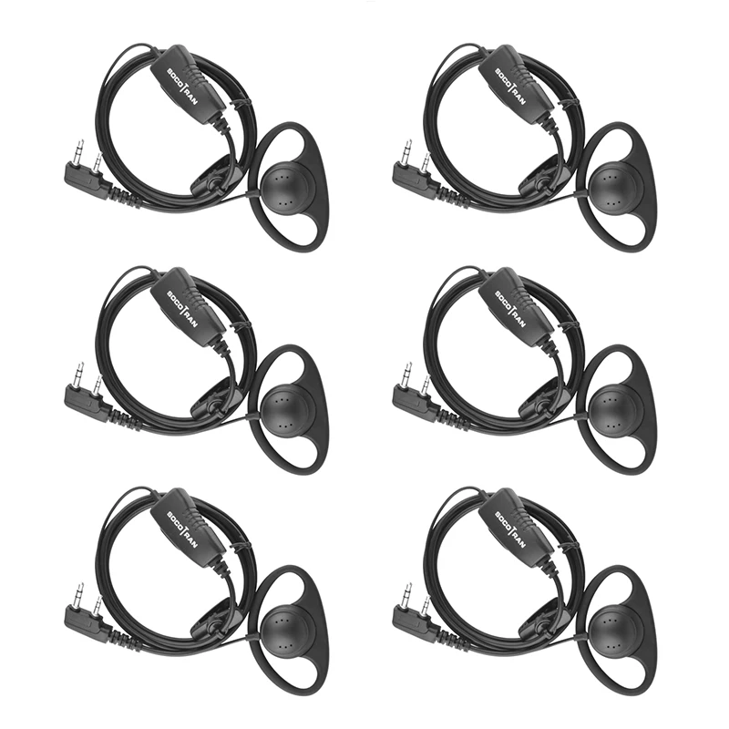 6pcs/Lot PMLN6535 walkie talkie Earpiece D-Style Over-the-ear Earpiece PTT & Mic K plug for SC-600 SC-508 SC-308 two way radio