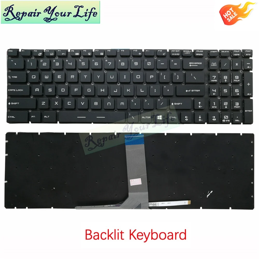 

New US Backlit Keyboard for MSI GE72 GE62 WS60 GS60 GS70 GT72 GP62 GP72 GT73VR GS72 GL62VR P/N: V143422AK 09JM0030