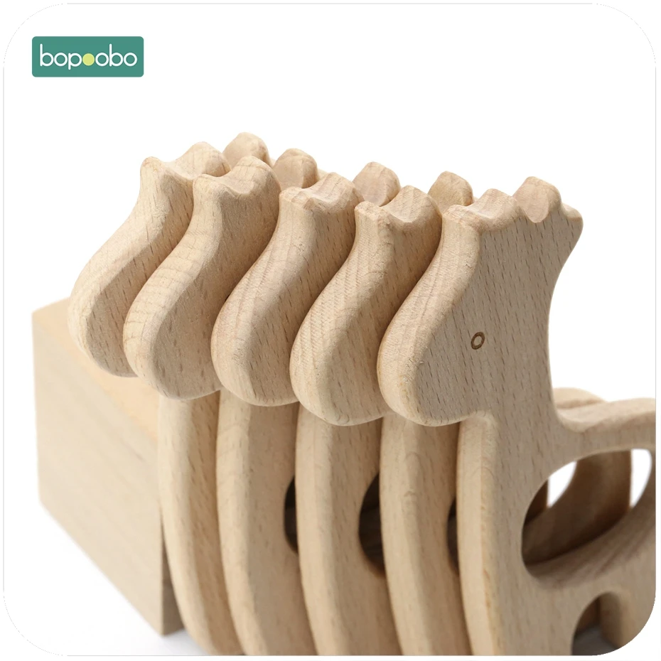 Bopoobo DIY Jewelry Accessories 1pc Beech Wooden Giraffe Sensory Chewing Toy Baby Nursing Teething Necklace Pendant Baby Teether