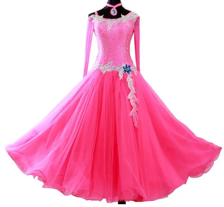 

Ballroom Dancing Dress longsleeve backless feather Ribbon Woman Modern Waltz Tango Dance Dress/standard Ballroom Costume MD550