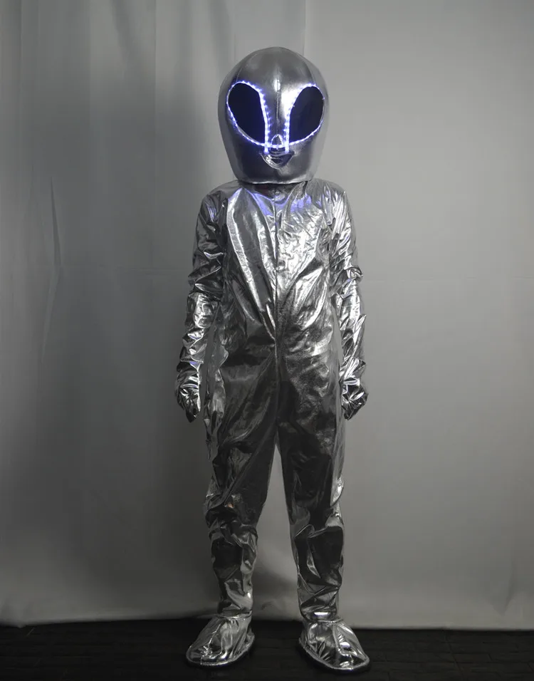 Silver LED Alien luminous costume Glowing Clothing Nightclub Bar KTV Creative Performance Props space show dance Clothes