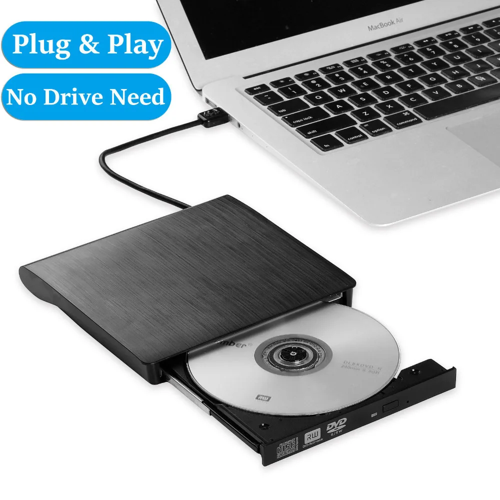 

External USB 3.0 High Speed DL DVD RW Burner CD Writer Slim Portable Optical Drive for Asus Samsung Acer Dell Laptop PC HP