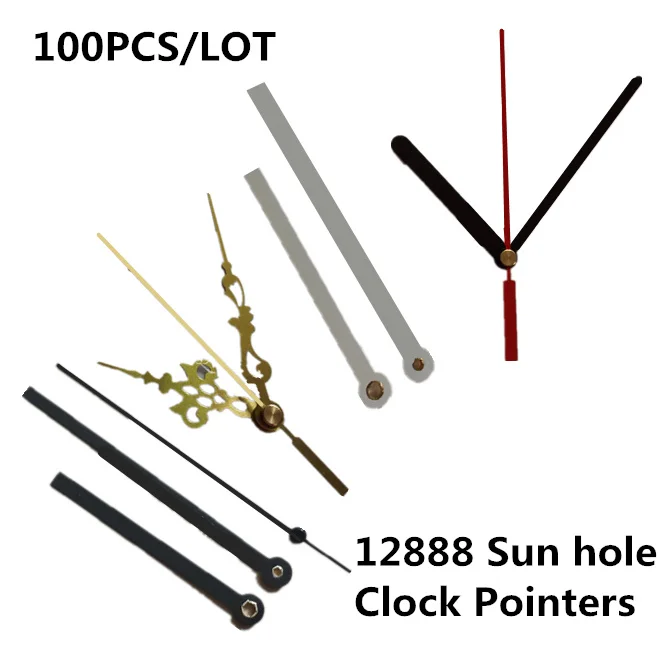 100PCS 12888 Sun thin shaft Wall clock hands metal needle Watch copper sleeve pointer clock movement replace parts