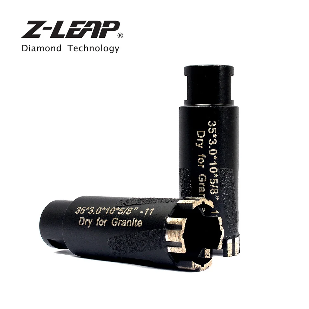 

Z-LEAP Diamond Dry Drilling Core Bit 1-3/8" 35mm Hole Saw For Granite Thread 5/8-11 Dry Core Bit With Vacuum Brazed Protection