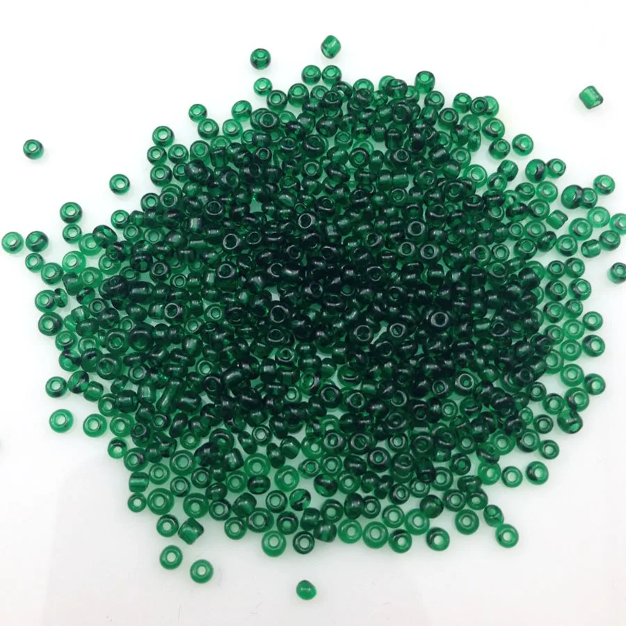 16g 1000pcs 2mm Dark Green Transparent Round Loose Spacer Beads Cezch Glass Seed Beads Handmade Jewelry Making DIY Garment Bead