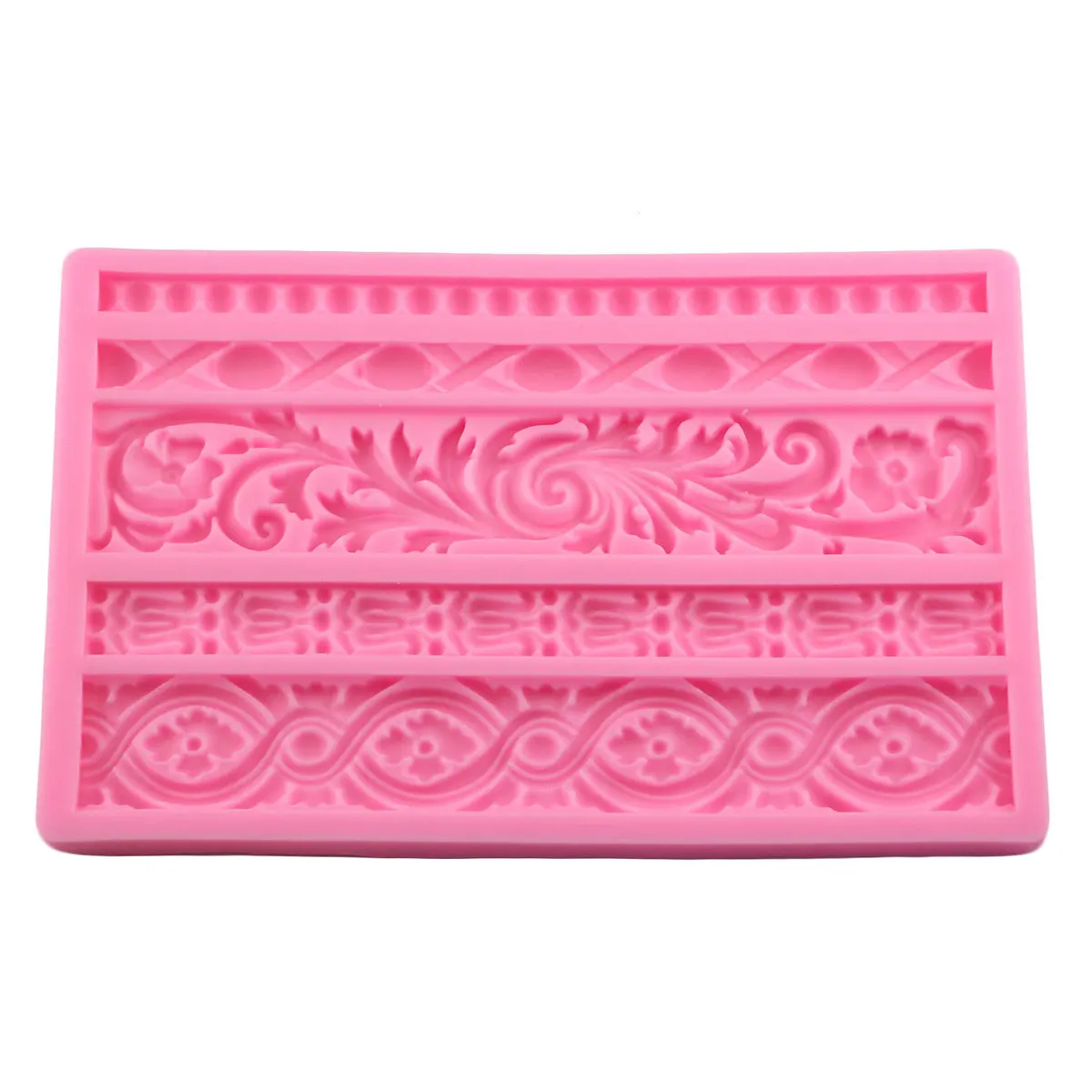 Mujiang DIY Baroque Scroll Relief Cake Border Silicone Mold Frame Fondant Cake Decorating Tools Candy Chocolate Gumpaste Mould