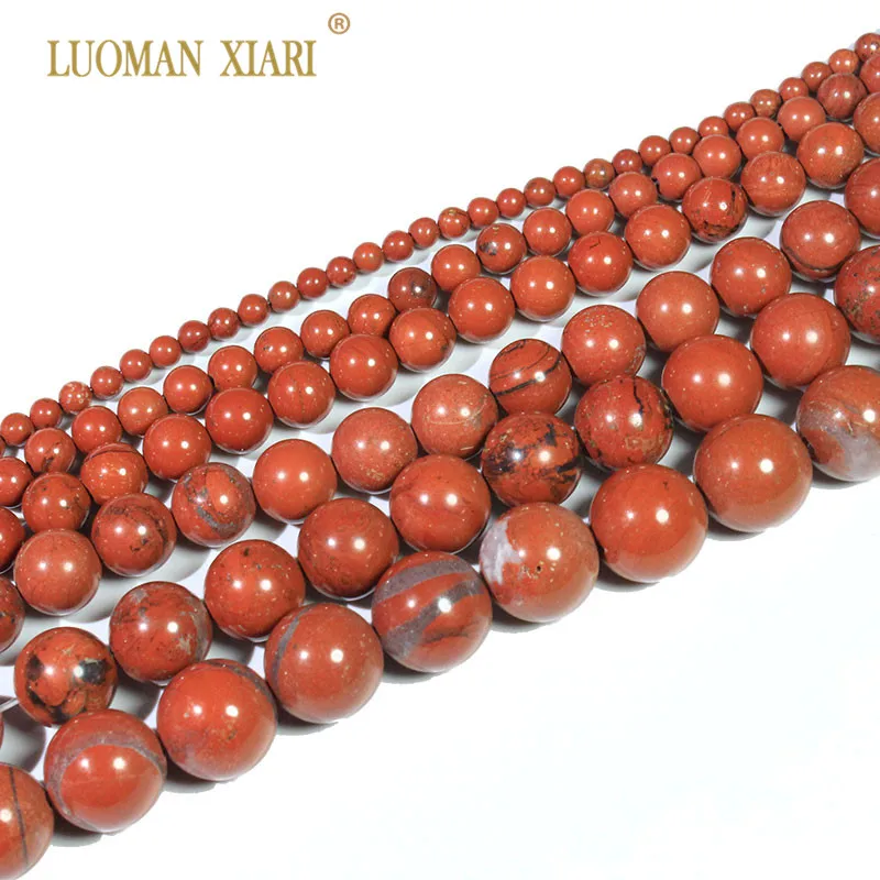 Wholesale Natural Round Red Jaspers Stone Beads For Jewelry Making DIY Bracelet Necklace Material 4/ 6/8/10 /12 mm Strand 15\'\'
