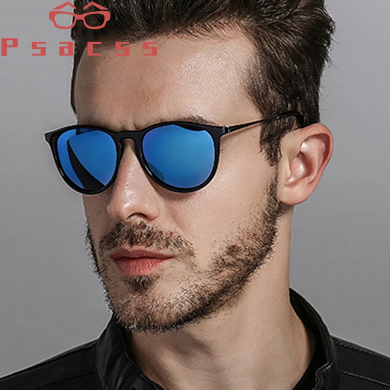 Psacss Round Polarized Sunglasses Men Driving Fishing Sun Glasses Male Top Brand Vintage Sunglass Lunette De Soleil Homme UV400