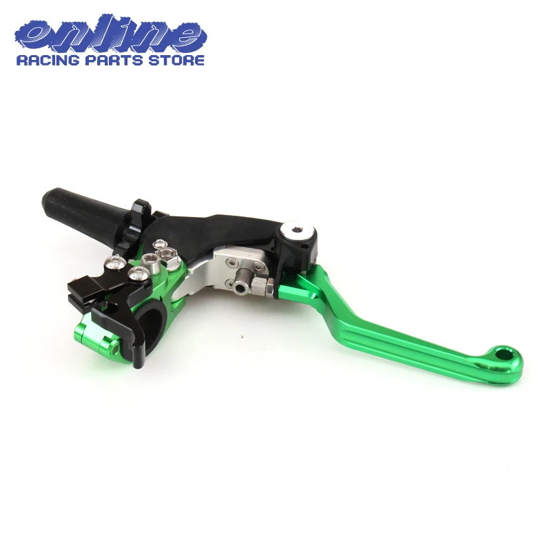 Green CNC Billet Pivot Foldable Clutch Lever Perch For Kawasaki KX65 85 125 250 500 250F 450F KLX450R 150 250 Motocross Enduro