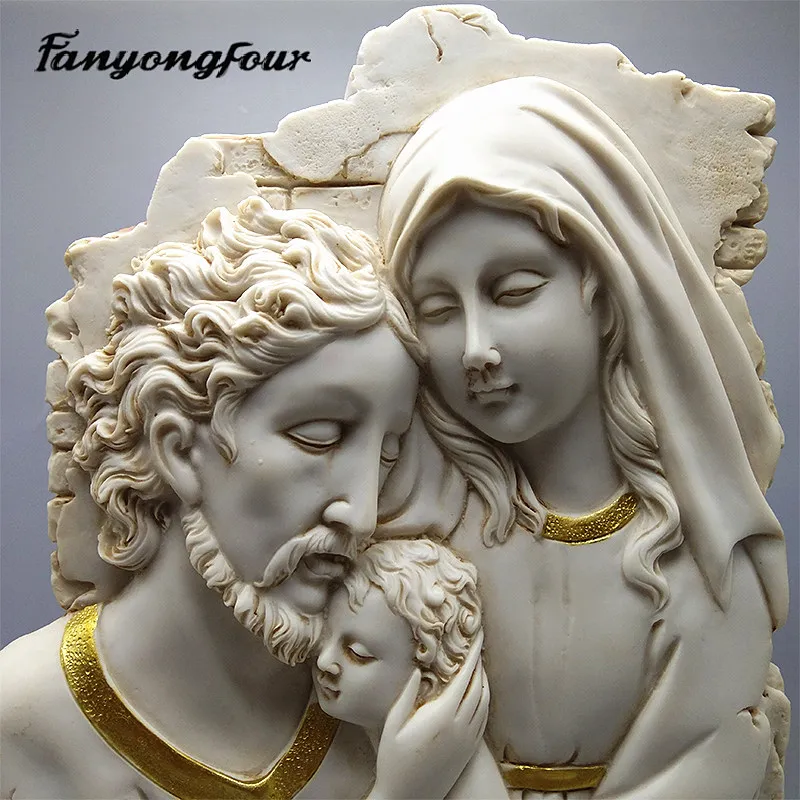 Catholic Holy Family Three Silicone Mould Fondant Mould Resin Gypsum Chocolate Candle Candy Mould Free Shipping