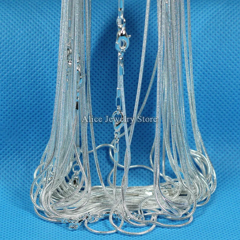 

Wholesale! 20pcs/lot Fashion Silver Plated 1.2mm Snake Chain Necklace For Women or Men 16" 18" 20" 24" Pick Size