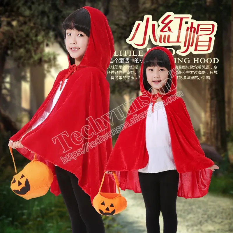 

5piece/lot Halloween children's clothing Cape of Little Red Riding Hood Stage role playing props Princess cloak Costume