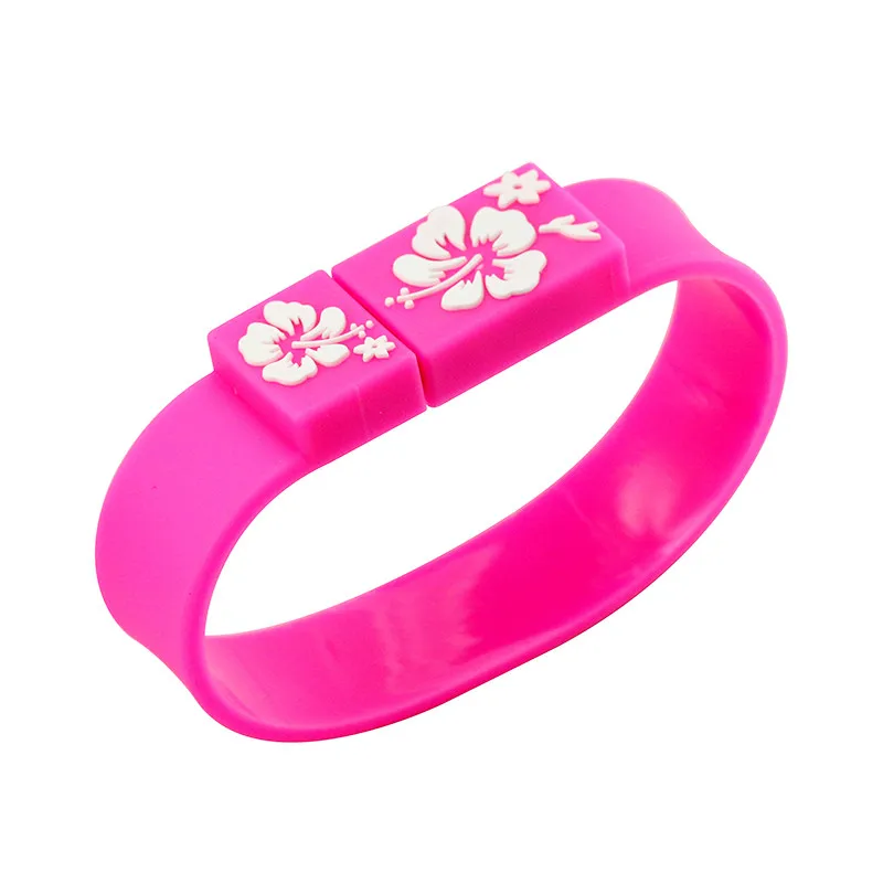 USB Stick Silicone Flower Bracelet Wrist Band 4GB 8GB 16GB 32GB 64GB 128GB USB Flash Drive Pen Drive Memory Disk Pendrives Gift